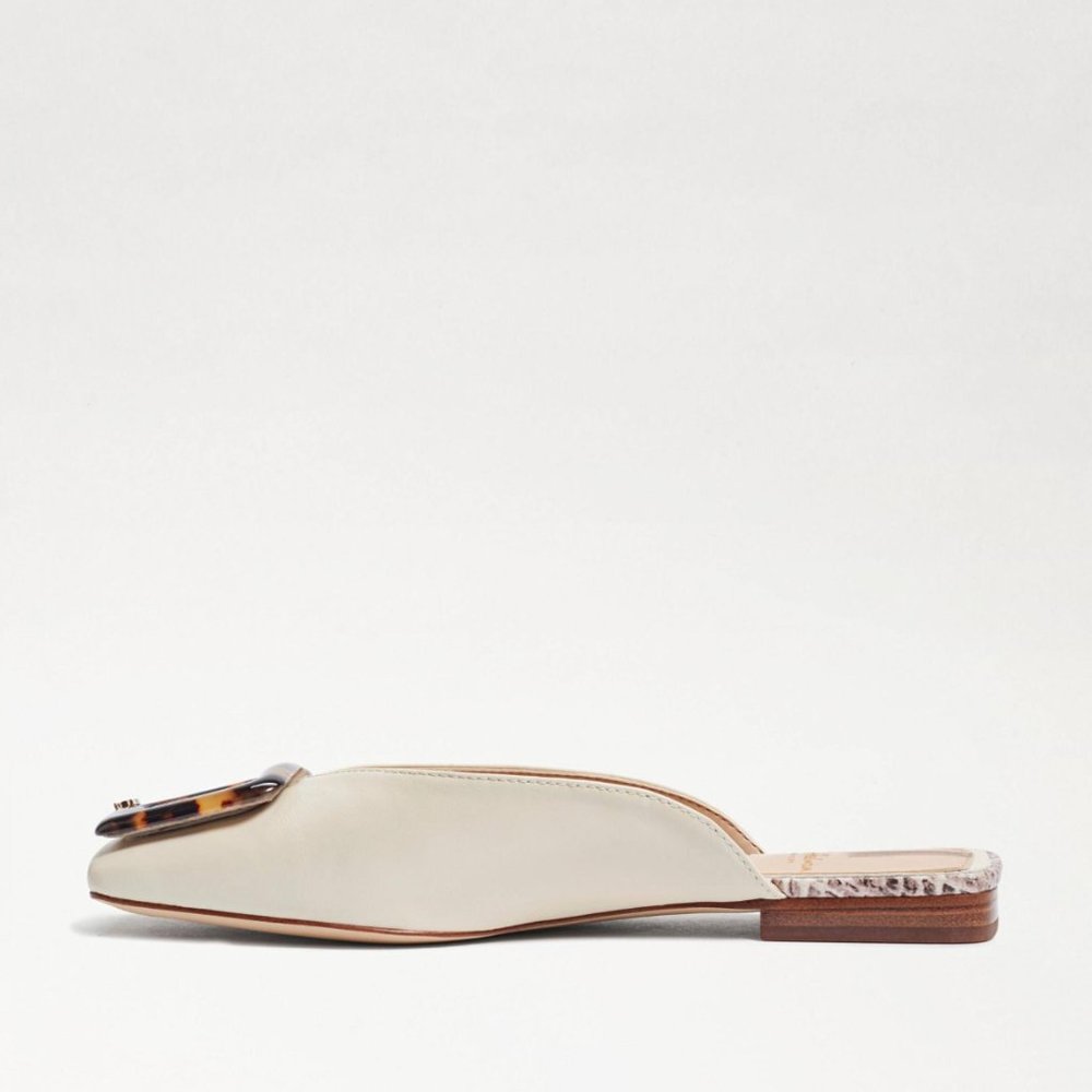Womens Sam Edelman Mules | Lavina Buckle Mule Modern Ivory Leather - Picture 7 of 14